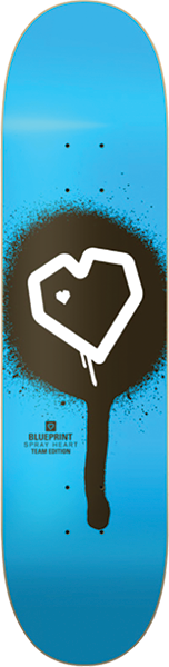 BLUEPRINT SPRAY HEART SKATEBOARD DECK-8.0 BLU