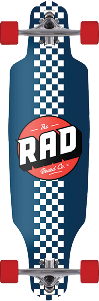 Rad Drop Through Skateboard Complete-9X36 Checker Stripe Navy/Wht