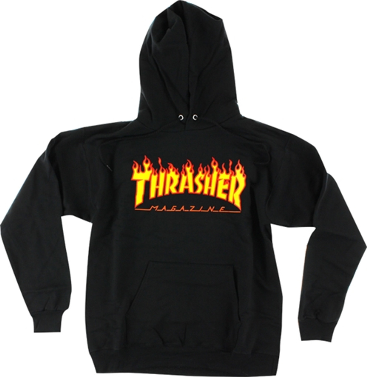 THRASHER Flame Hoody Sweatshirt LARGE  BLACK