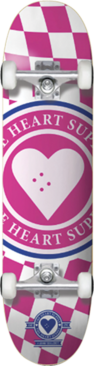 HEART SUPPLY INSIGNIA CHECK SKATEBOARD COMPLETE-7.75 PINK