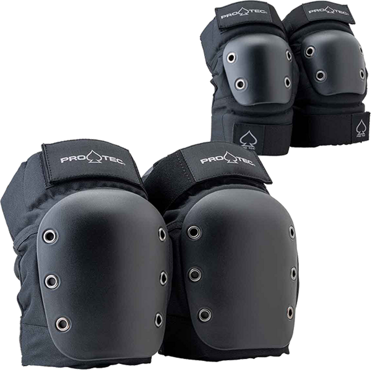 PROTEC KNEE/ELBOW OPEN BACK COMBO SET LARGE  BLACK