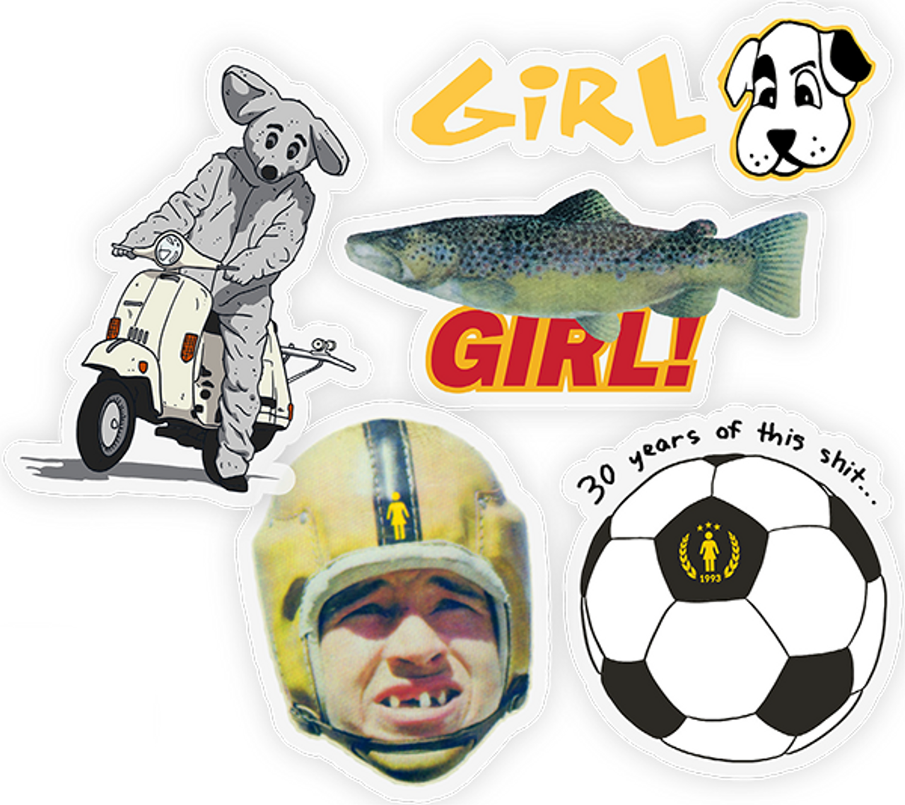 GIRL 5/PACK ASSORTED THREE DECADES LOGOS STICKER PACK
