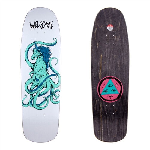 八 Welcome Skateboards Seahorse On Slappy Slap Deck White 9.5