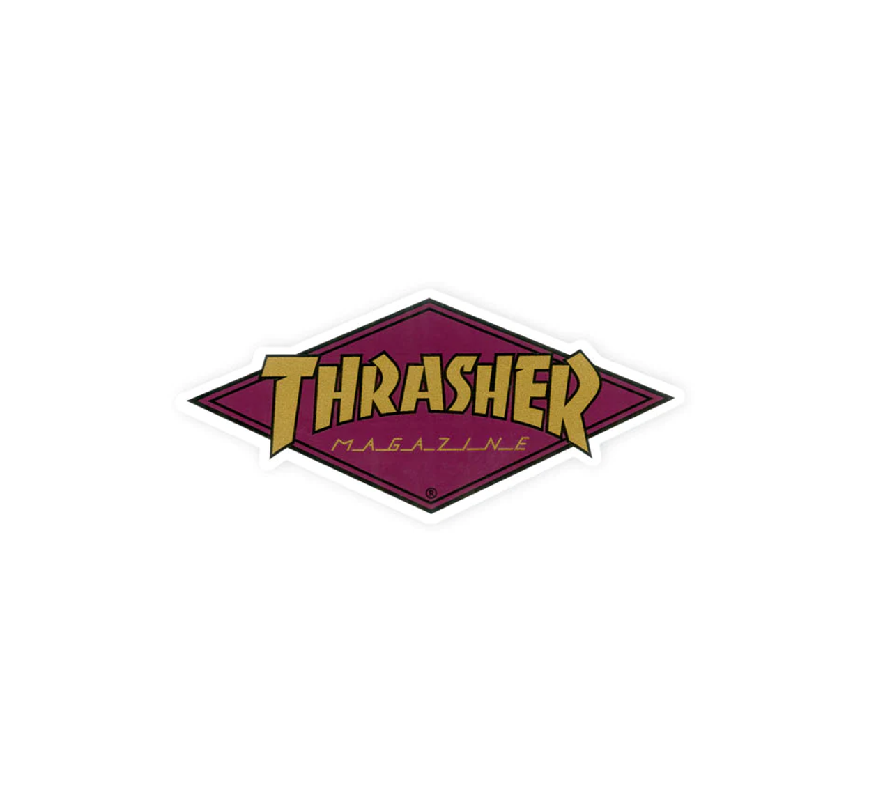 Thrasher Diamond Sticker Maroon Gold 3 inch