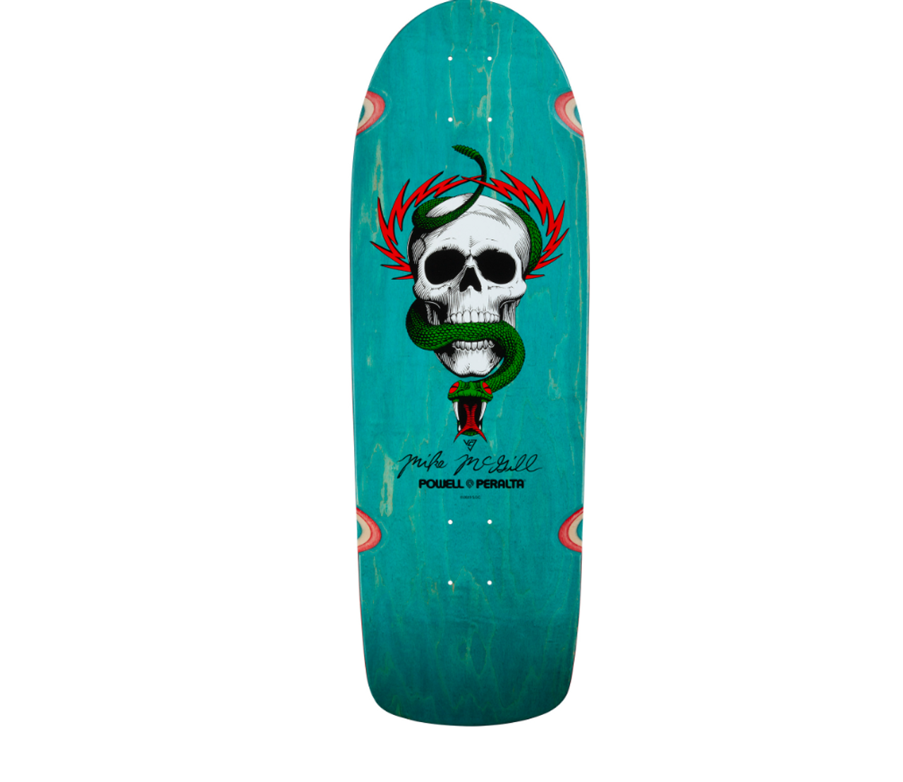 Powell McGill Skull Snake Skate Deck Teal Stain 10x30.125