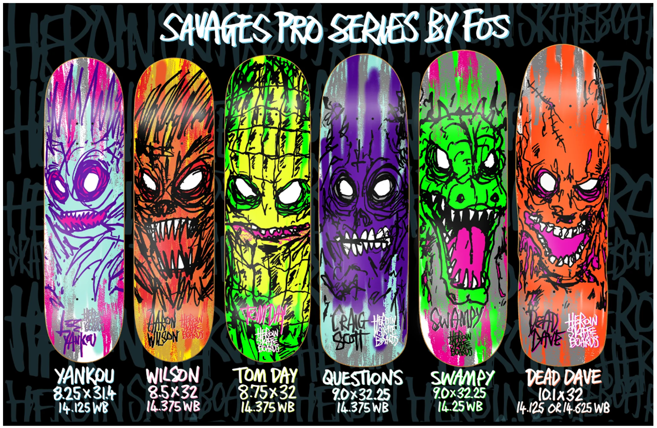 HEROIN SWAMPY SAVAGES SKATE DECK GREEN 9