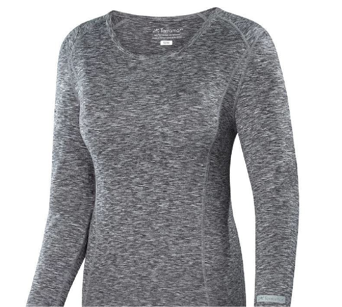 Terramar Cloud Nine 2.0 Printed Scoop Womens Dark Grey Melange Large