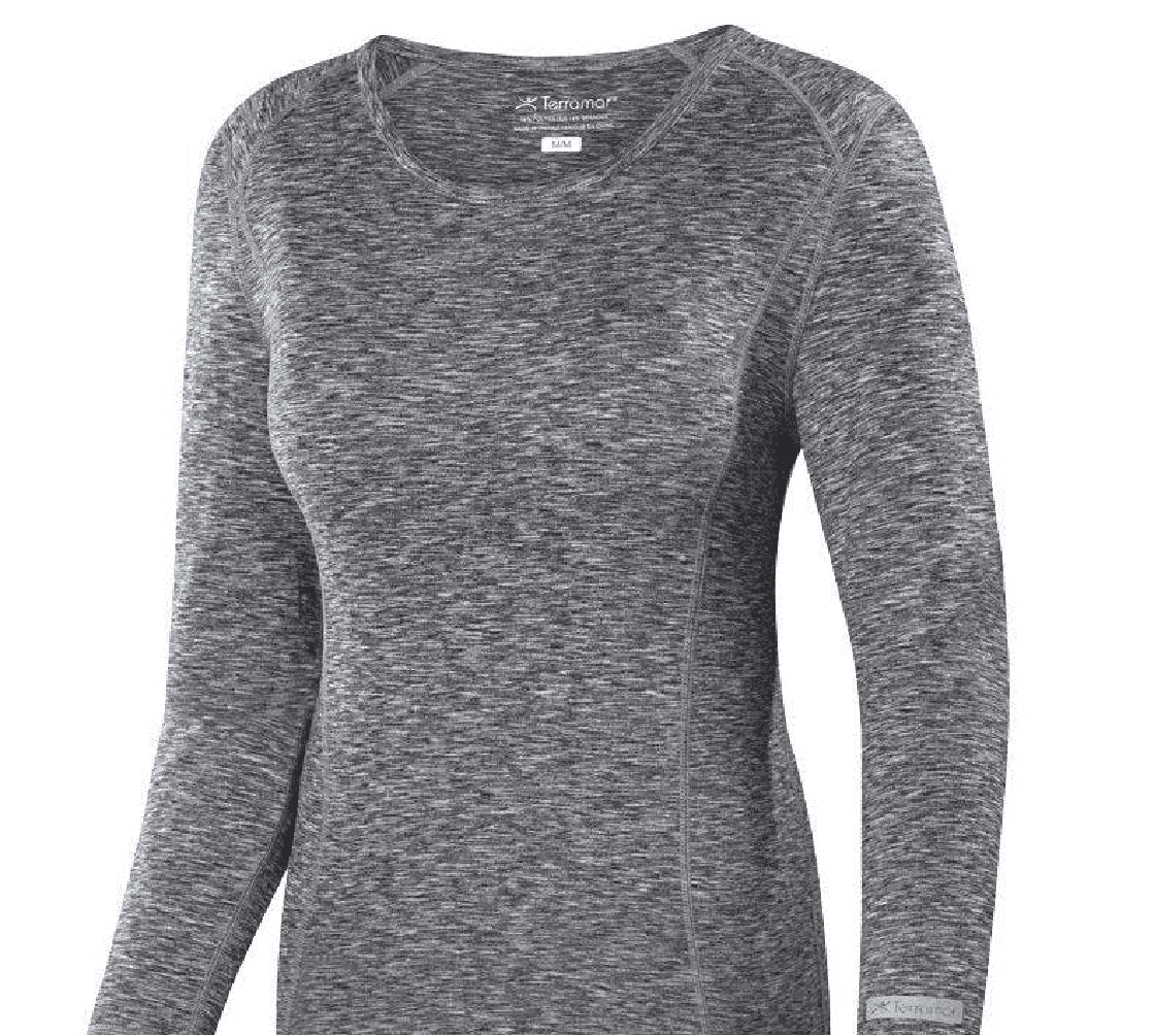 Terramar Cloud Nine 2.0 Printed Scoop Womens Dark Grey Melange Large