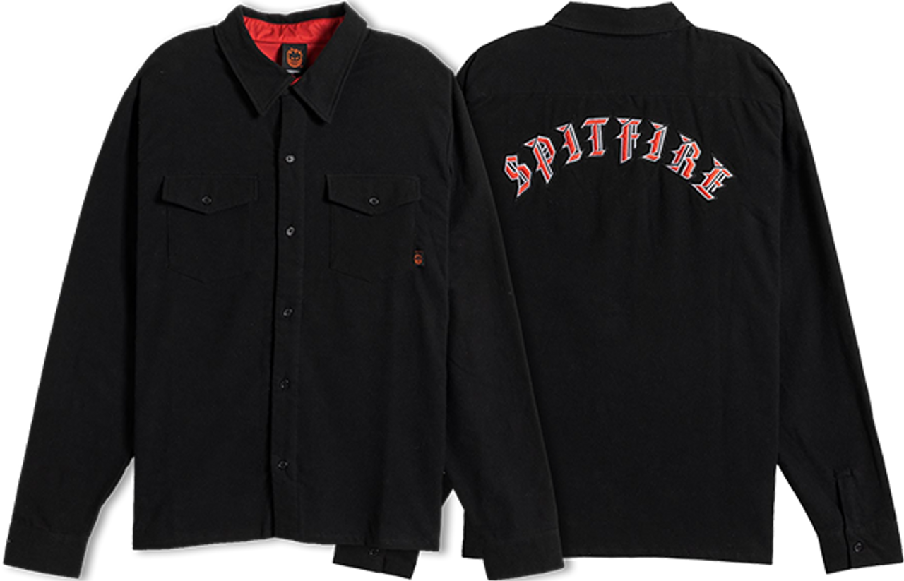 SPITFIRE OLD E EMB FLANNEL LS SMALL BLACK