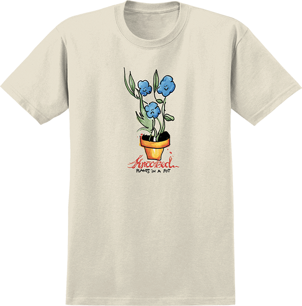 KROOKED BLUE FLOWERS SS TSHIRT SMALL NATURAL