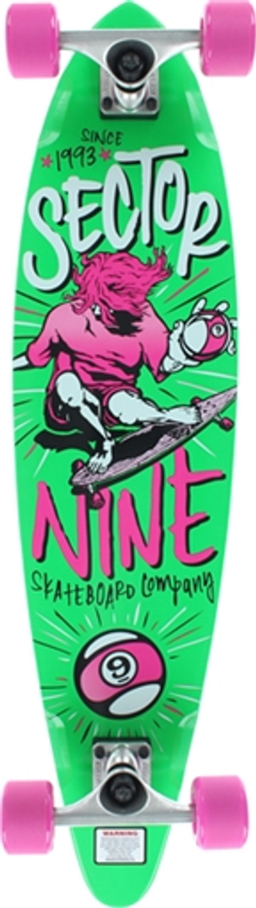 SECTOR 9 THE SWIFT SKATEBOARD COMPLETE-8.6x34.5 GRN/PUR