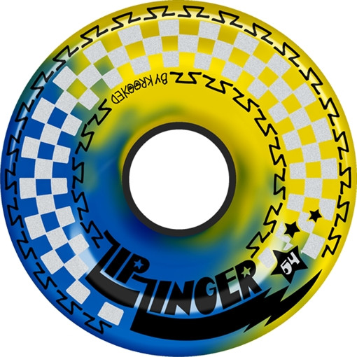 Krooked Zip Zinger Schizo 54Mm Blu/Yel Swirl Skateboard Wheels