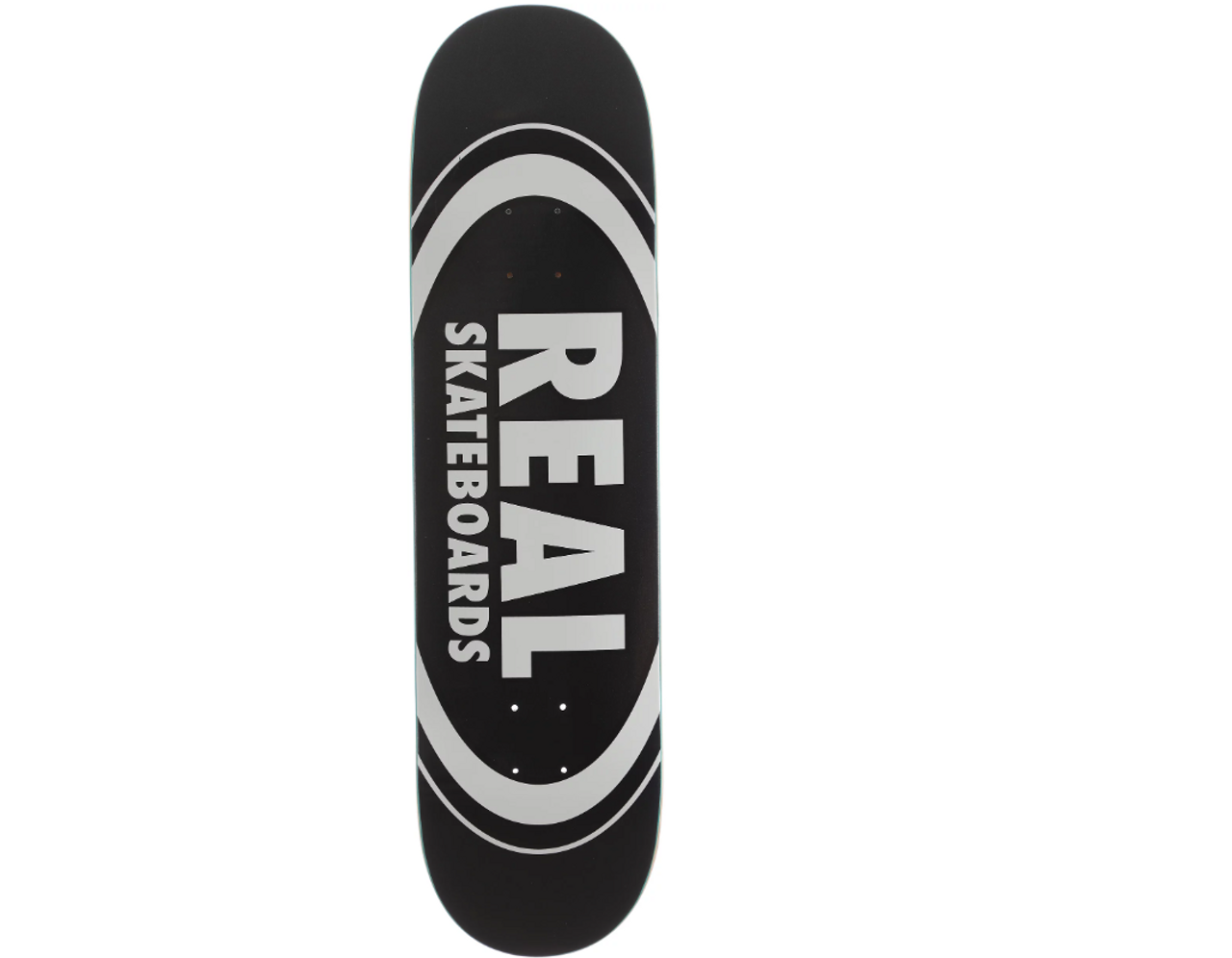 Real Classic Oval R1 Skate Deck Black White 8.25