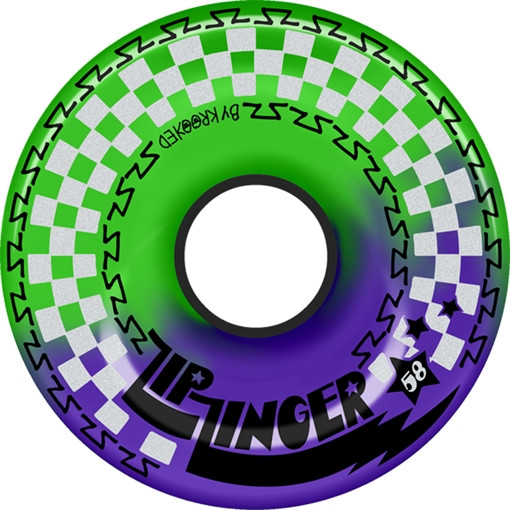 Krooked Zip Zinger Schizo 58Mm Pur/Grn Swirl Skateboard Wheels