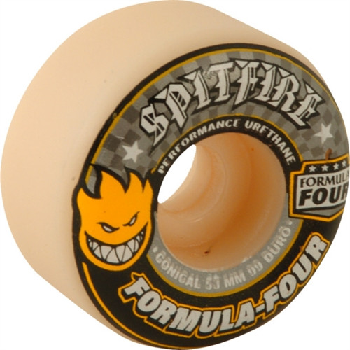 Spitfire F4 Conical Wheels Set Yellow Print 53mm/99d