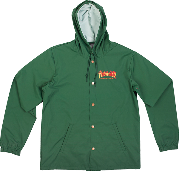 THRASHER FLAME COACH JACKET SMALL FOREST GREEN