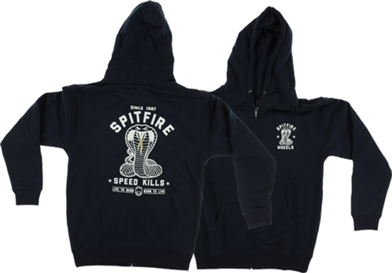 SPITFIRE SPEED KILLS ZIP HOODY SWEATSHIRT SMALL BLACK