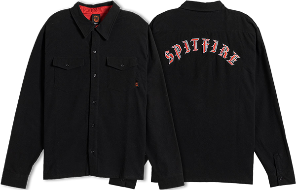 SPITFIRE OLD E EMB FLANNEL LS XLARGE BLACK