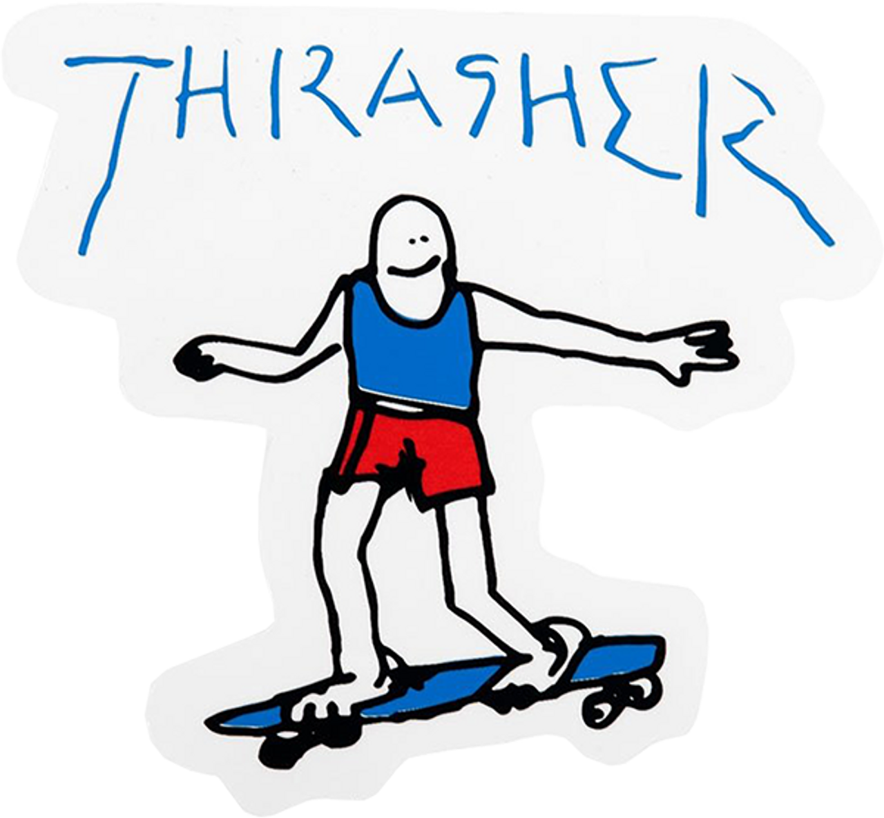 Thrasher Gonz Skate Logo Sticker White Blue 4inch