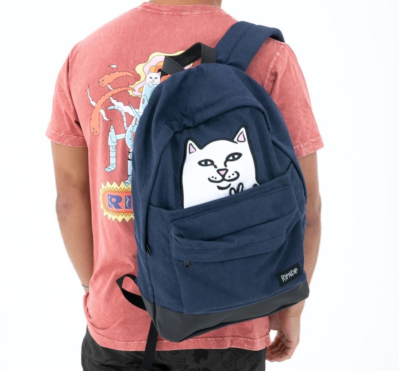 RipnDip Lord Nermal Velco Hands Backpack Navy Corduroy OneSize