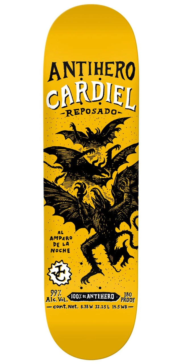 Anti Hero Cardiel Carnales Skate Deck Yellow 8.38