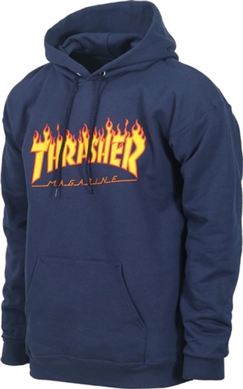 Thrasher Flame Hoody Navy XL