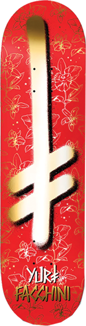 DEATHWISH FACCHINI GANG LOGO ORCHIDS SKATEBOARD DECK-8.25 RED/GOLD