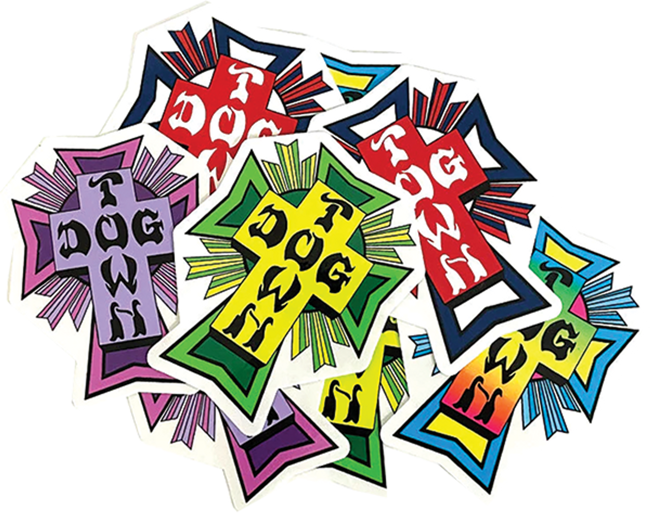 DOGTOWN 10/PACK ASSORTED CROSS LOGO STICKERS