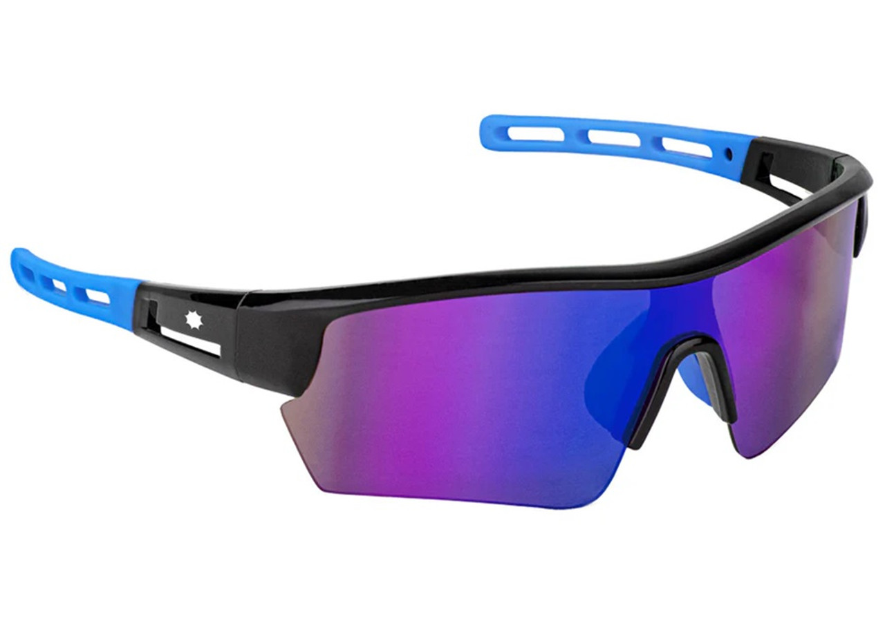 Glassy Waco Sunglasses Black Blue Ion Reflective