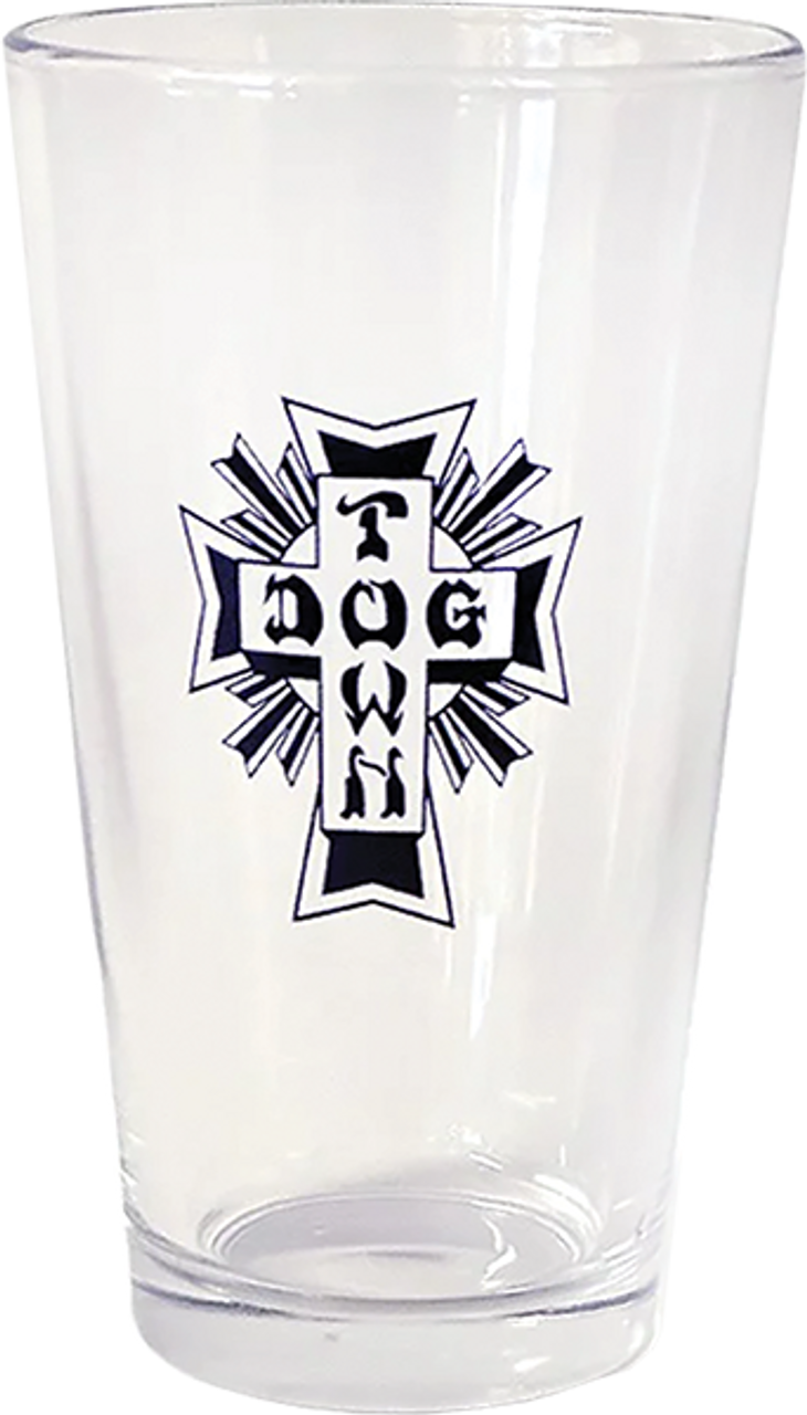 DOGTOWN CROSS LOGO 16oz PINT GLASS CLEAR/BLK