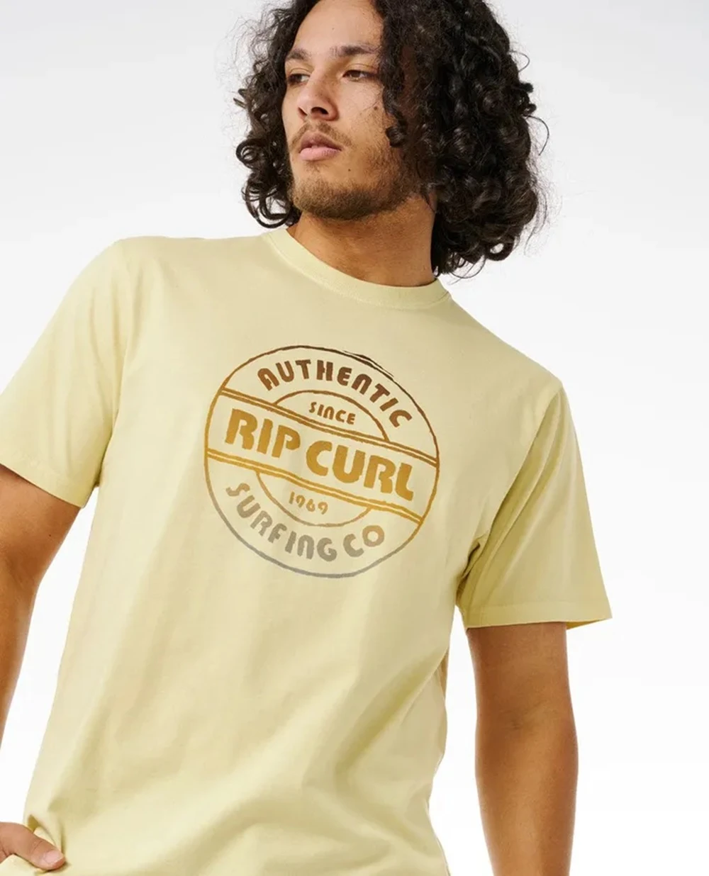 Rip Curl Surf Revival Stamp Tshirt Vintage Yellow