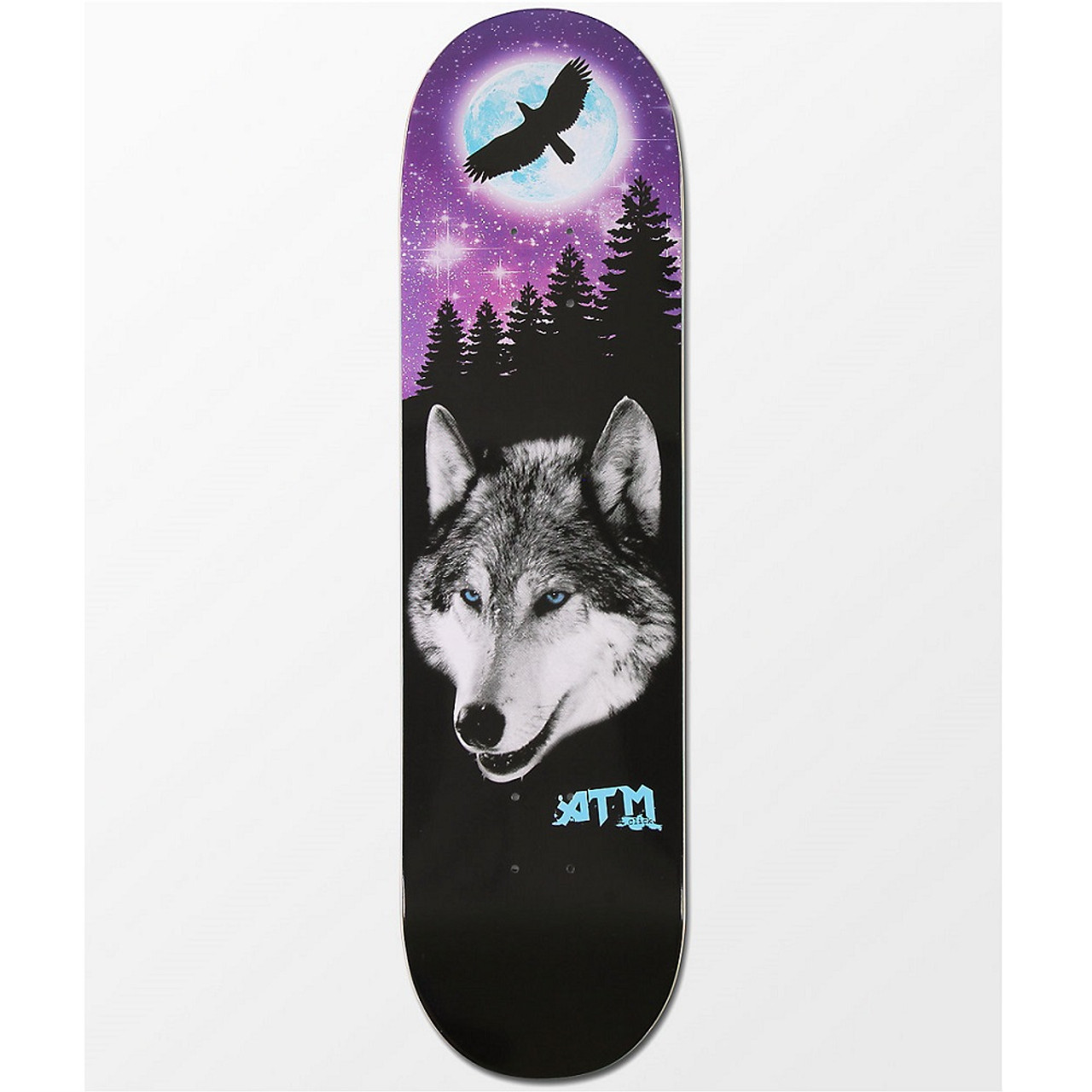 ATM Lone Spirit Wolf Skate Deck Black 7.25