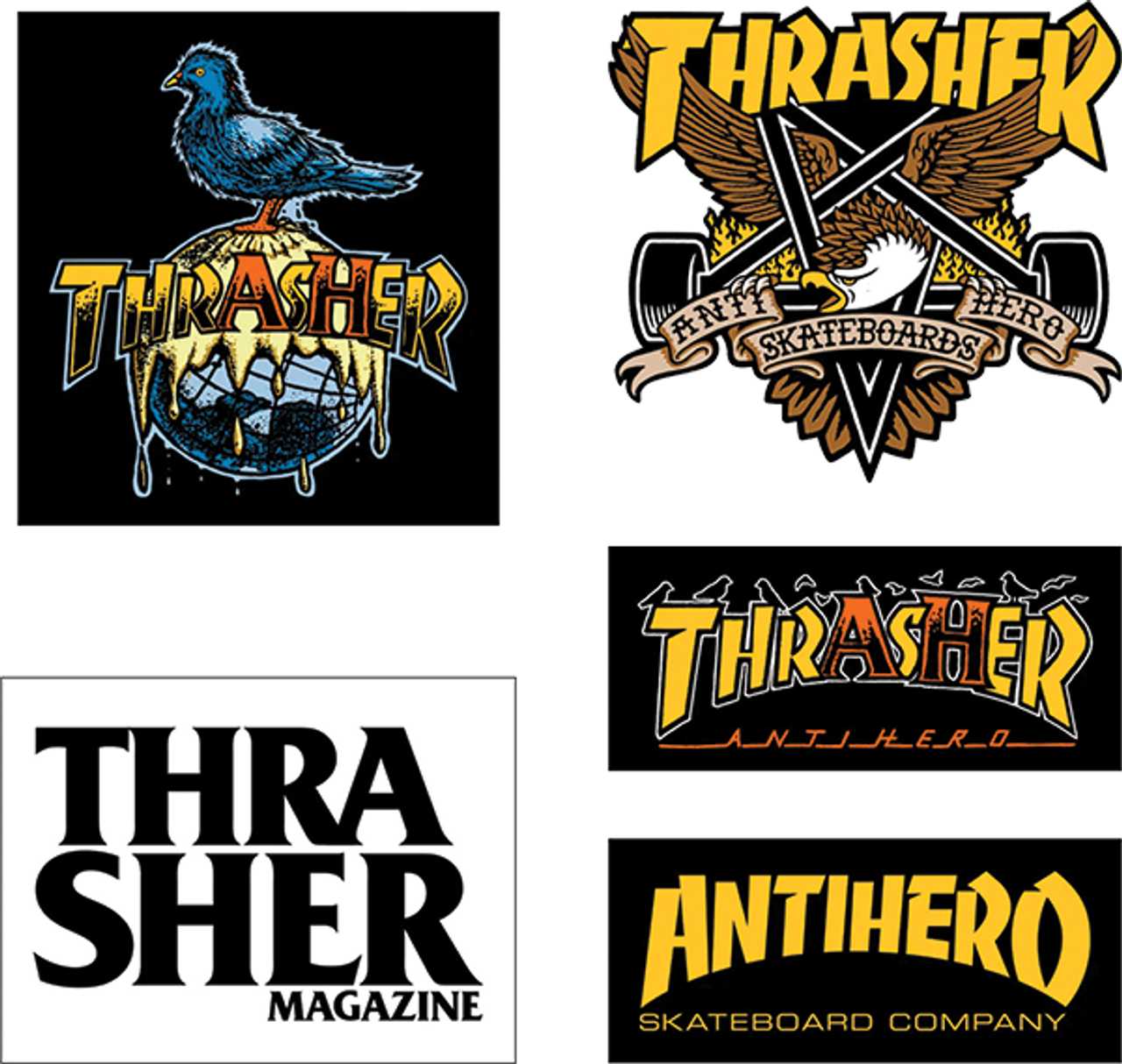 THRASHER ANTI-HERO 5-PK STICKER STICKER