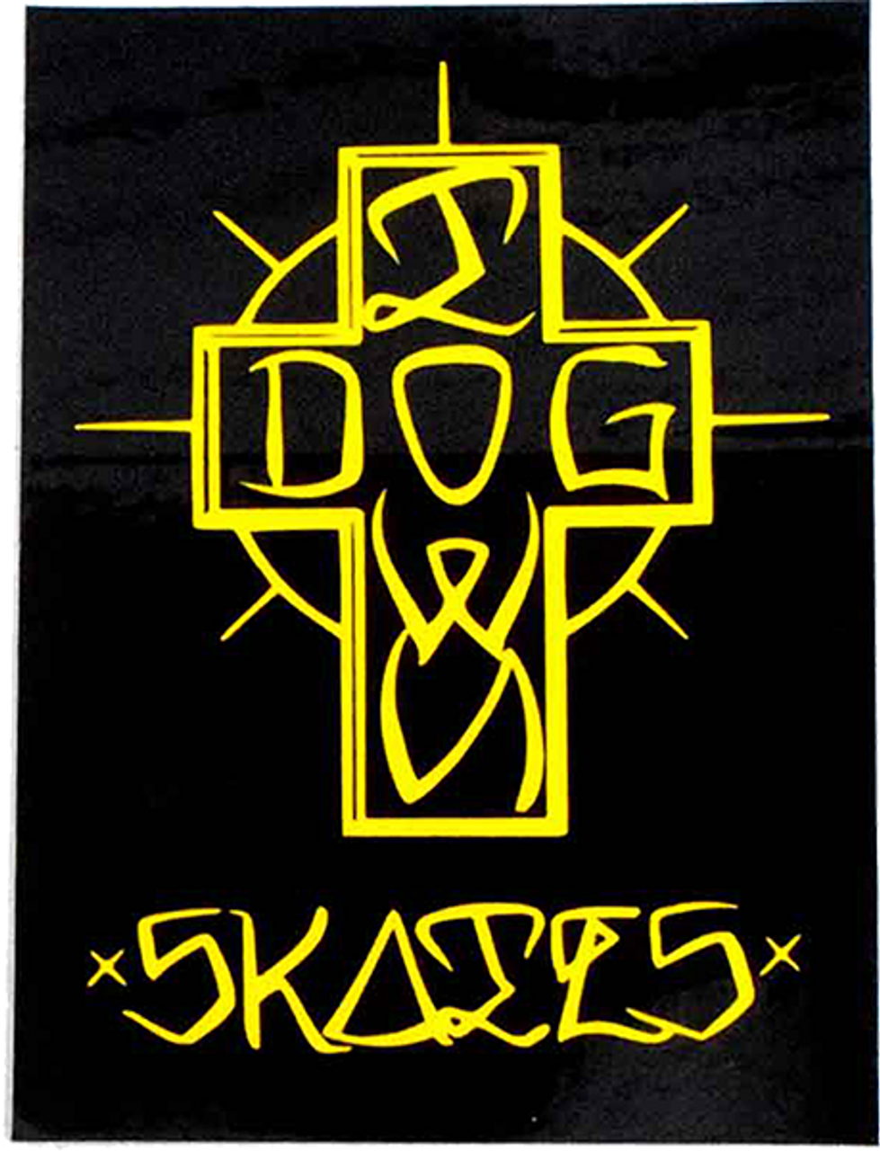 DOGTOWN ESE CROSS 4" DECAL STICKER BLK/YEL