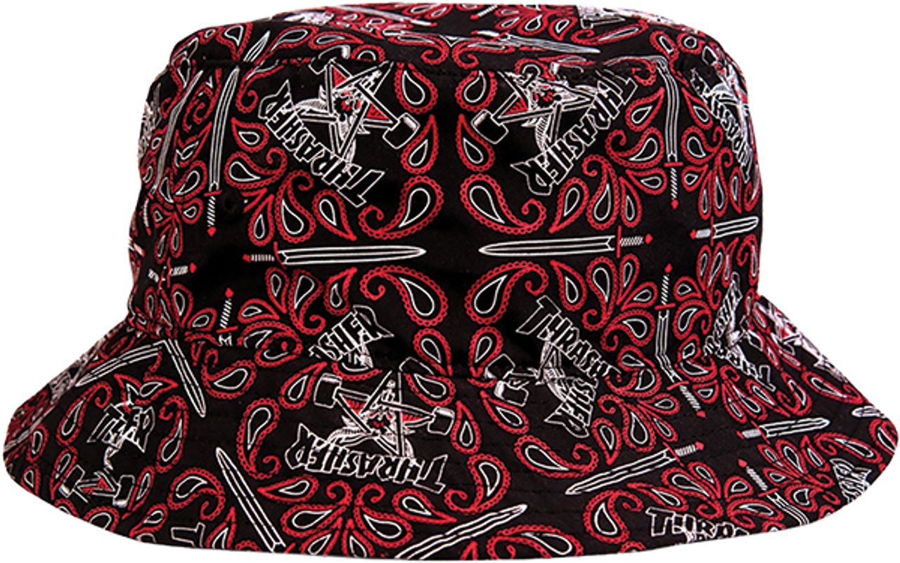 THRASHER BANDANA BUCKET HAT S/M-BLACK/RED