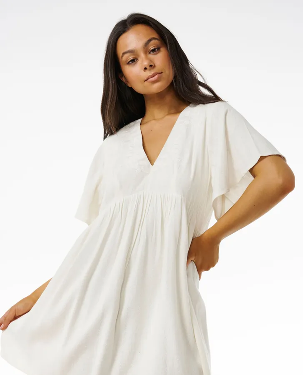 Rip Curl Tiki Embroidered Dress Bone