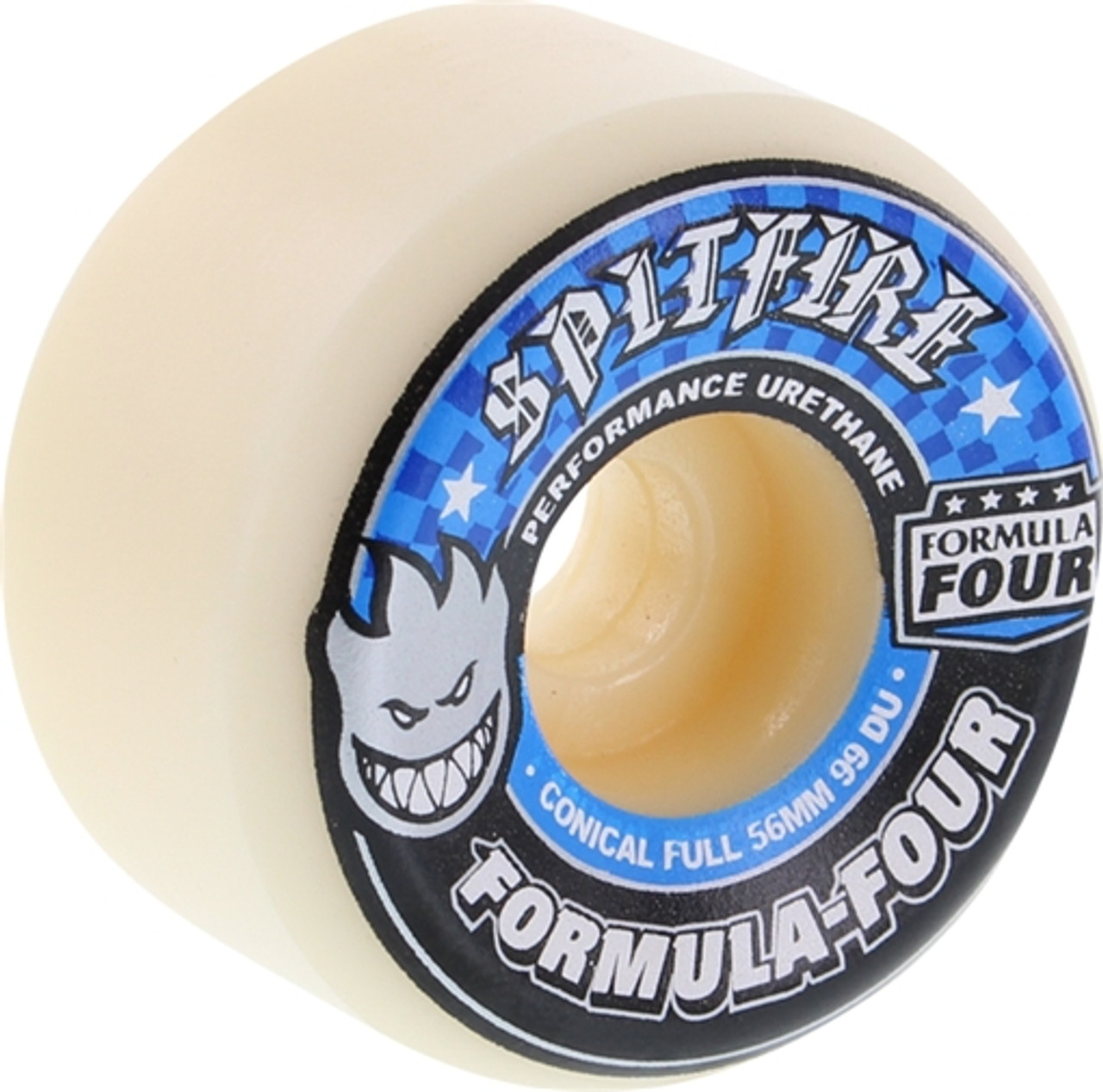 SPITFIRE FORMULA 4 99d CONICAL FULL 56mm WHT W/BLUE Skateboard Wheels set