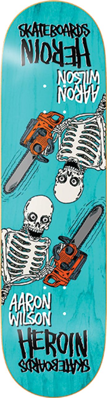 HEROIN WILSON CHAINSAW SKELETONS SYM SKATE DECK-8.5