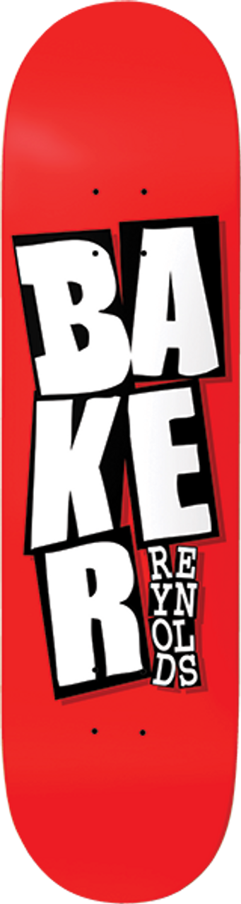 BAKER REYNOLDS STACKED RED SKATEBOARD DECK 8.0 B2