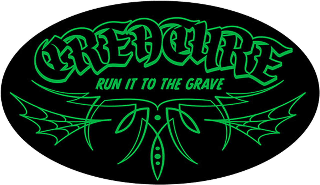 CREATURE TO THE GRAVE VINYL DECAL 4X2.37 GRN/BLK STICKER