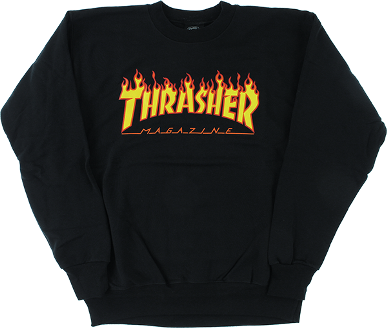 THRASHER FLAME LOGO CREWNECK SWEATSHIRT MEDIUM BLACK/YEL