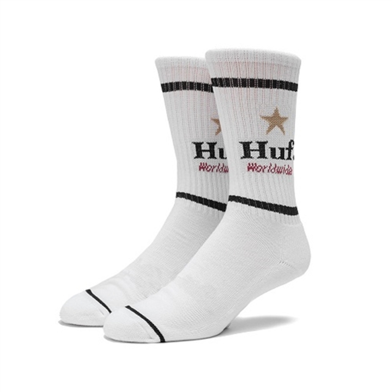 Huf Can Crew Socks White