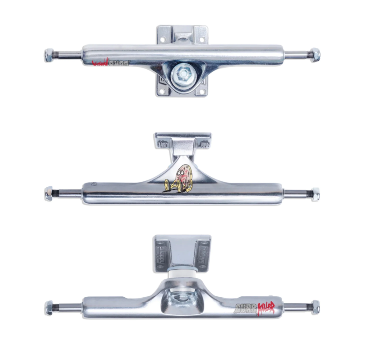 Slappy Curb Killer ST1 Inverted Kingpin Trucks Set Silver Egg Logo 10.0