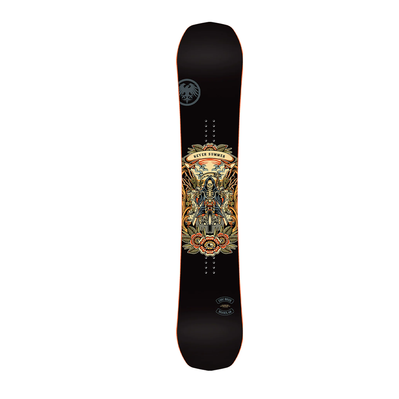 Never Summer Easy Rider Snowboard 2025 Black Orange 154
