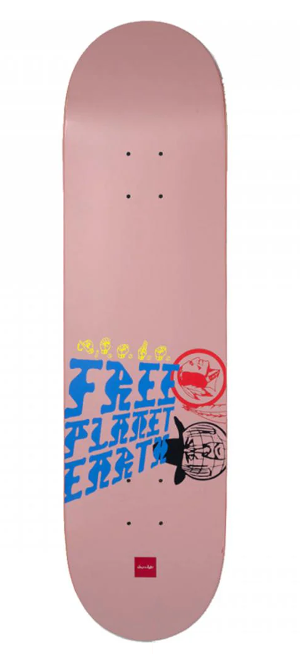 Chocolate Fernandez Planet Eart Skateboard Deck Pink Blue 8.12