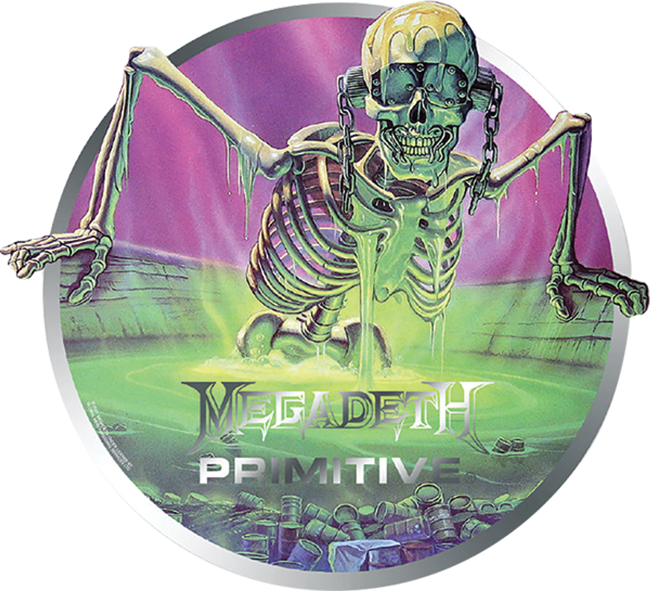 PRIMITIVE MEGADEATH NO MORE STICKER 1PC SILVER