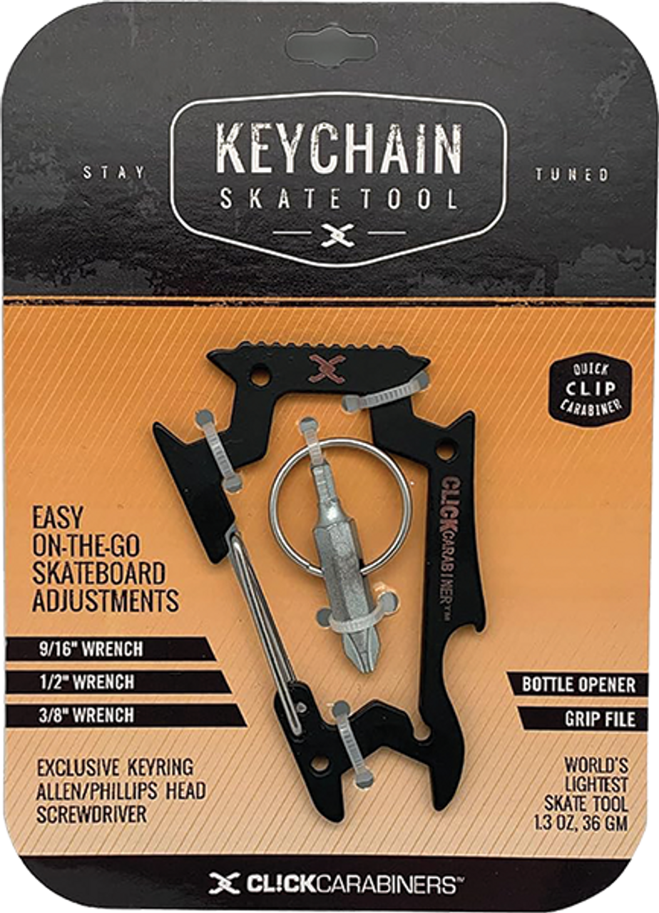 SK8OLOGY CARABINER KEYCHAIN SKATE TOOL BLACK