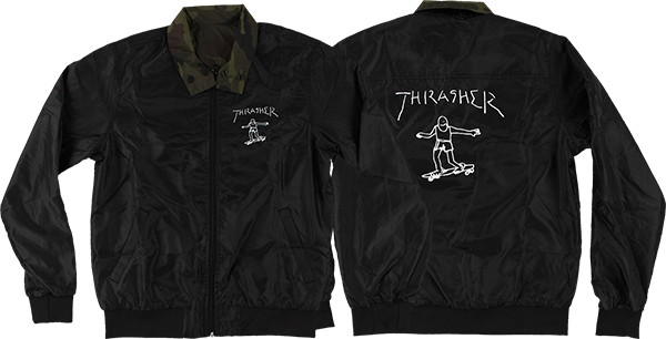 THRASHER GONZ REVERSIBLE COACH JACKET XLARGE BLK/CAMO