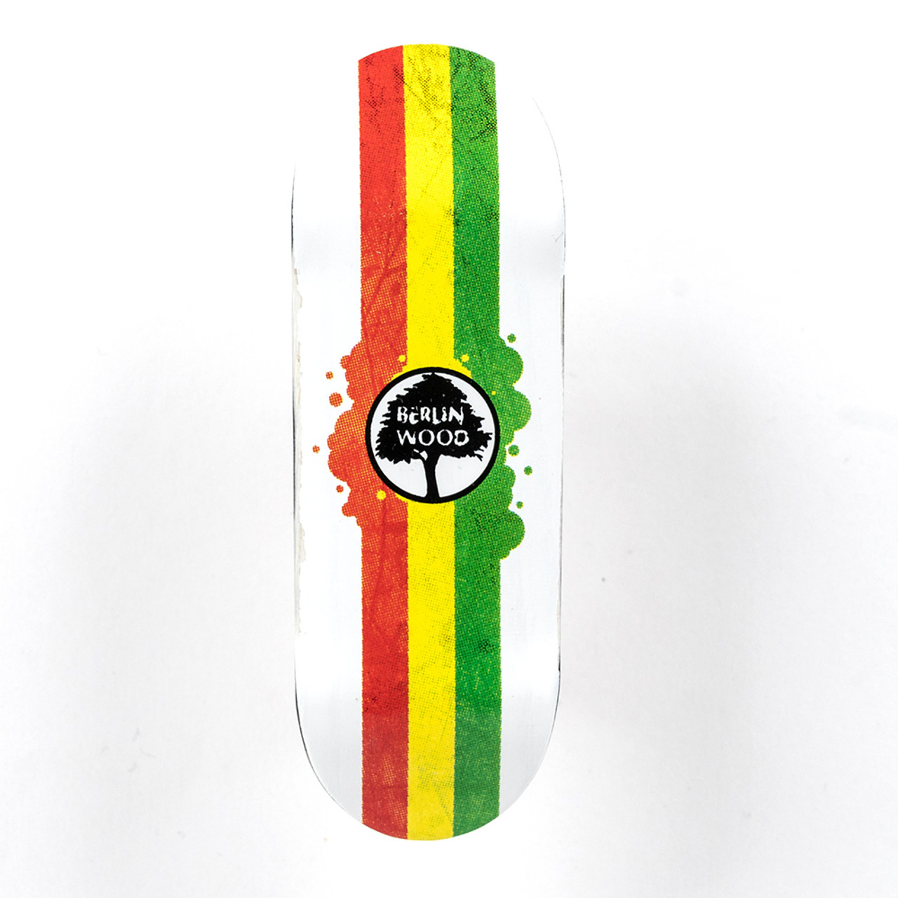 Berlinwood Wood Rasta Rally Fingerboard Deck Low Concave White Red Yellow Green 5ply 32mm