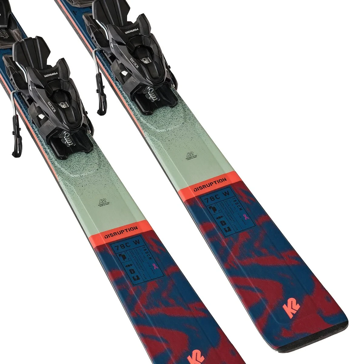 K2 Disruption 78c Womens QuickClick Ski Binding Combo Mint Blue 160